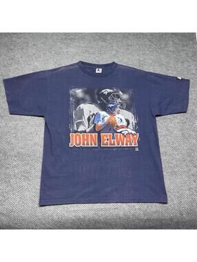 Vintage 90s Starter Denver Broncos John Elway Player T-Shirt XL RARE MENS NAVY